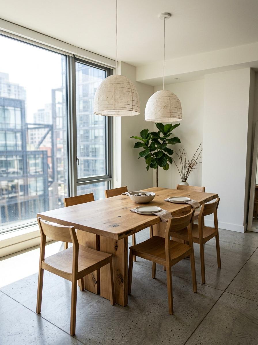Natural Elements Define This Elegant Japandi Dining Room