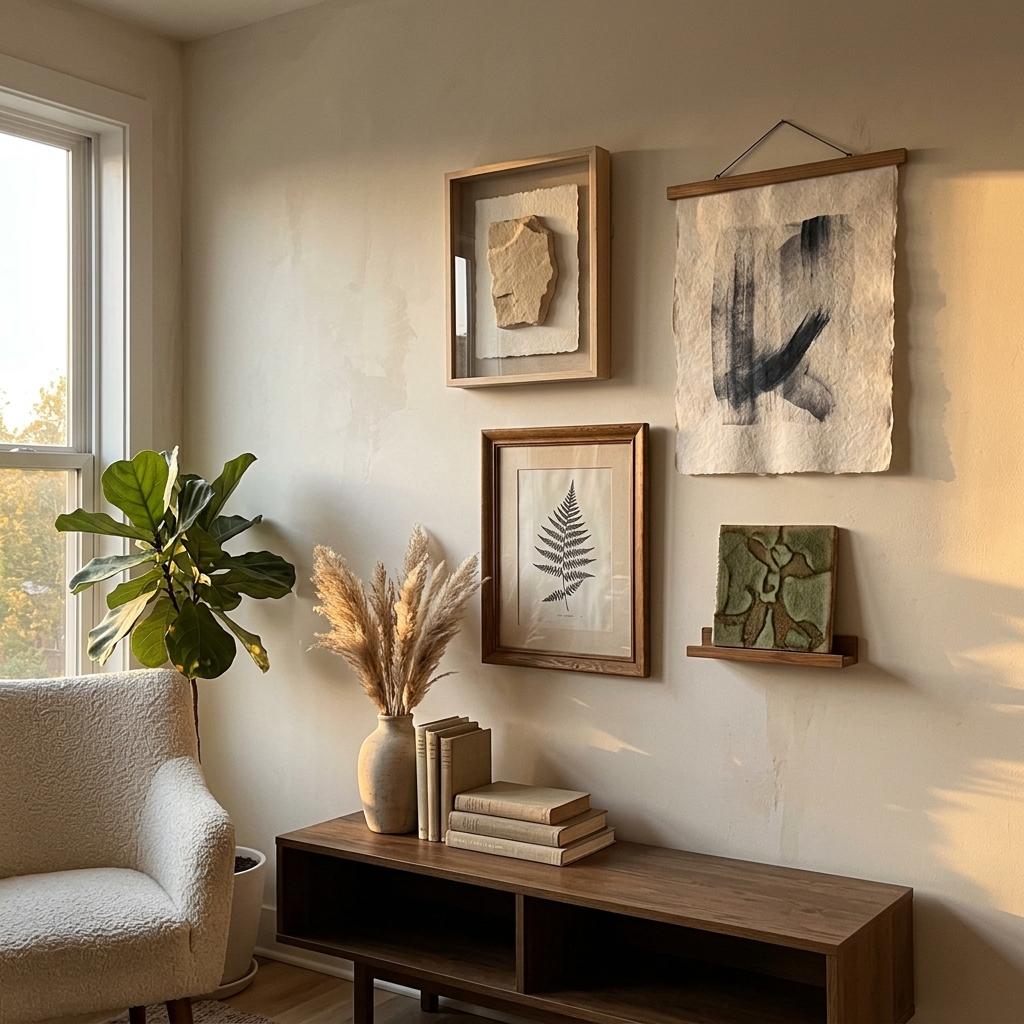 Natural Elements Inspire This Japandi Living Room Wall Art Selection