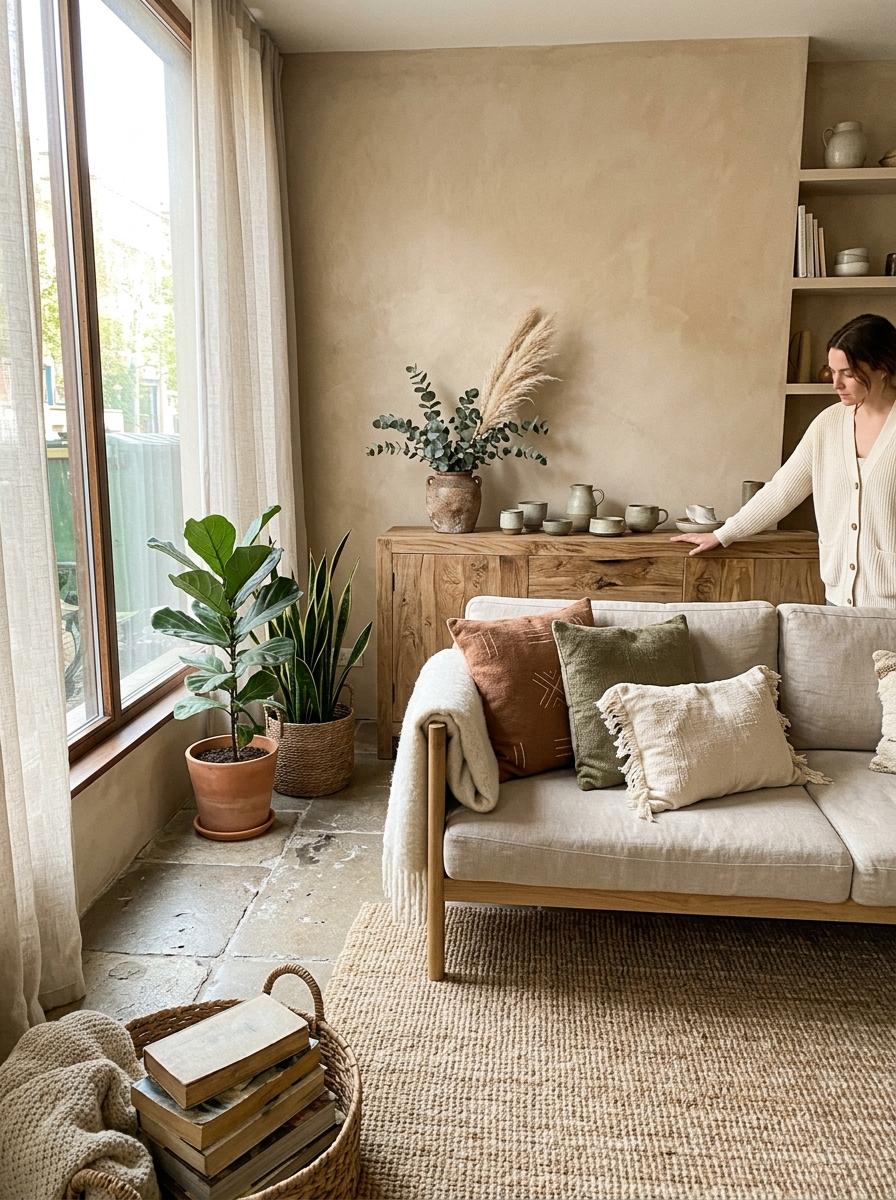 Natural Elements Meet Boho Japandi Style In This Home