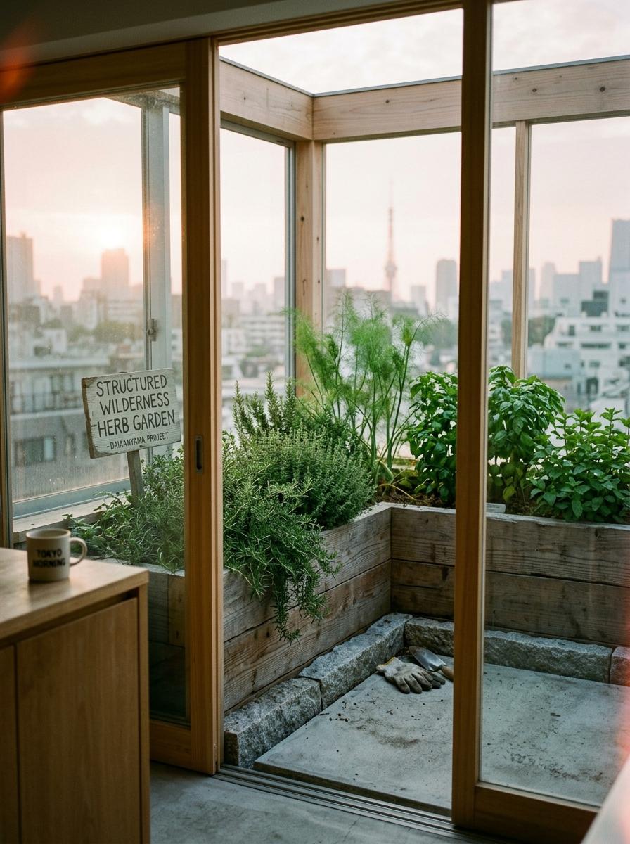 Natural Light And Fresh Greenery Define This Japandi Herb Garden