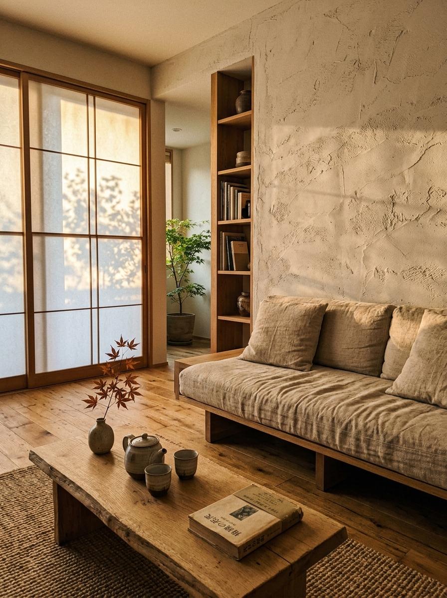 Natural Light Meets Texture In This Japandi Living Room
