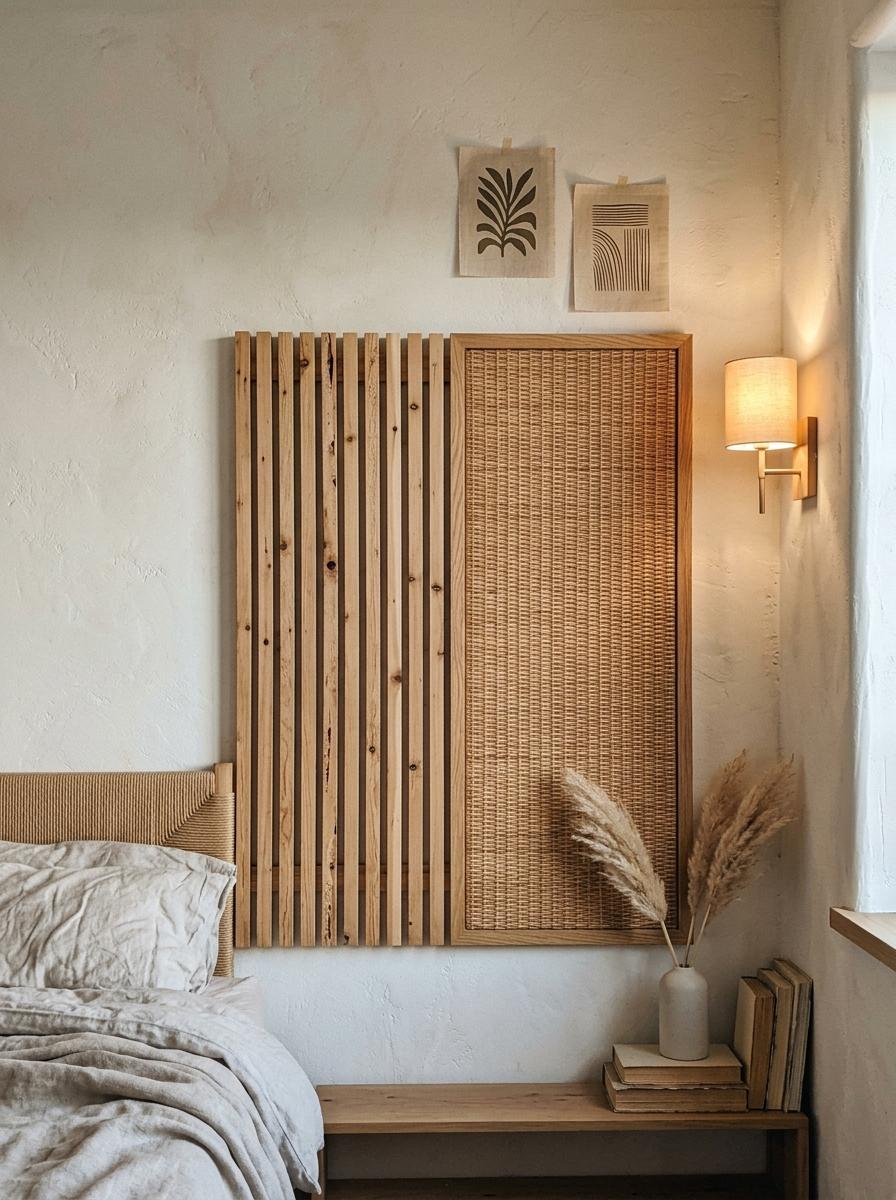 Natural Materials And Textures In Modern Japandi Bedroom Wall Decor