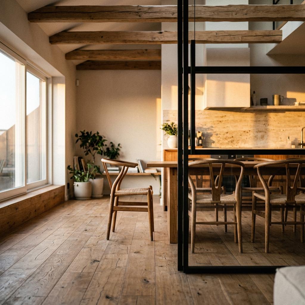 Natural Textures Define This Modern Japandi Scandinavian Layout