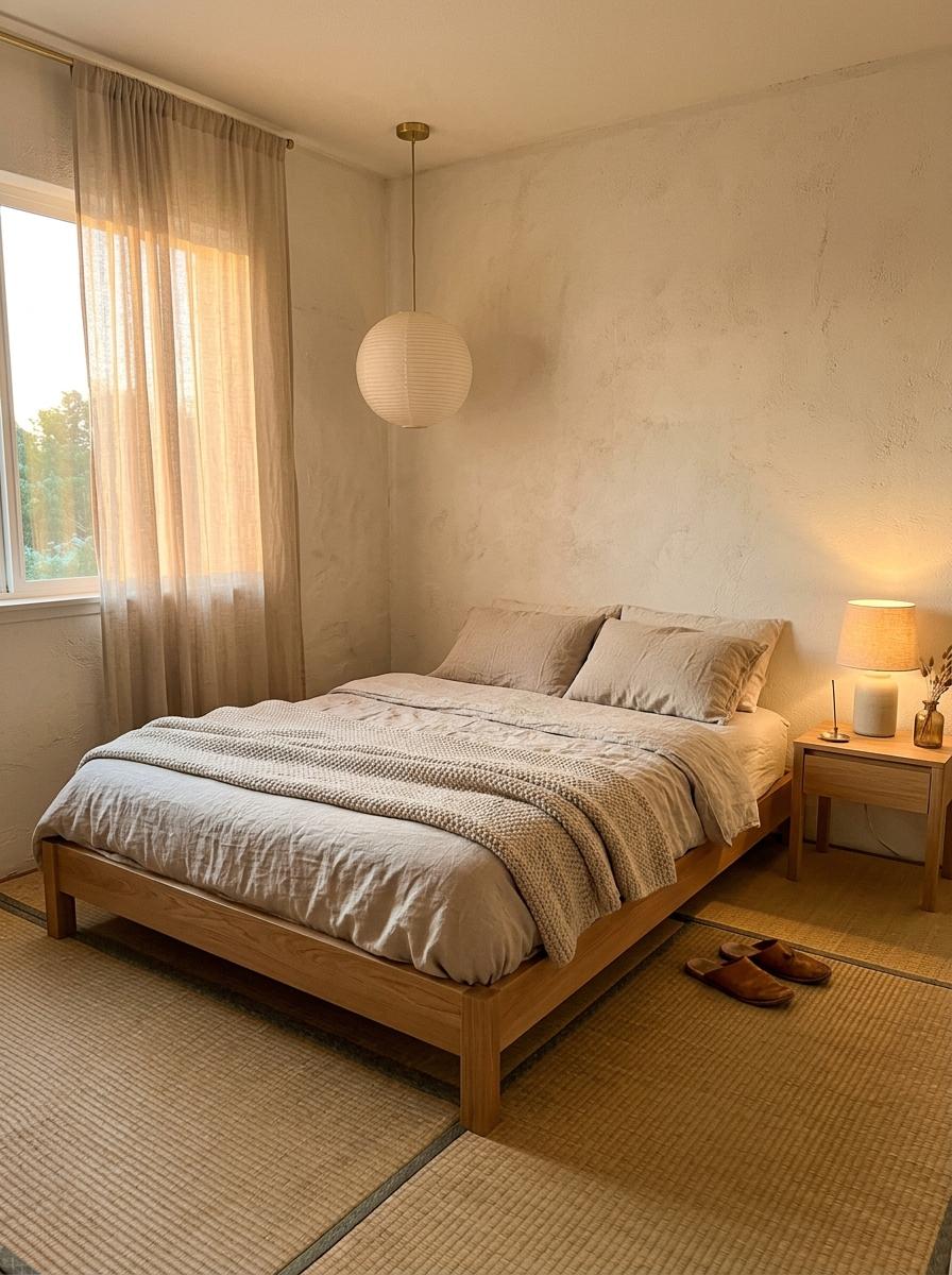 Natural Textures Meet Japandi Design In This Small Bedroom