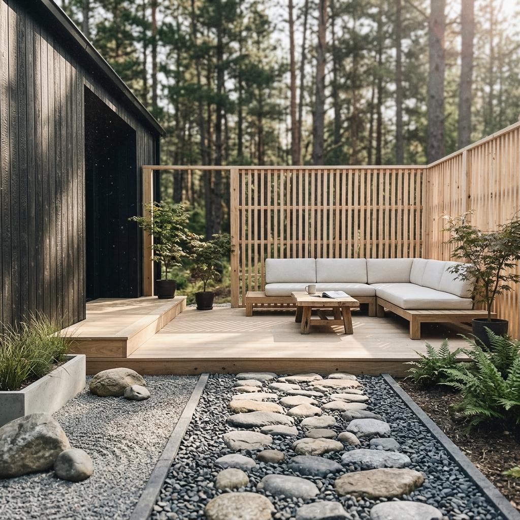 Natural Wood Elements Define This Modern Japandi Backyard