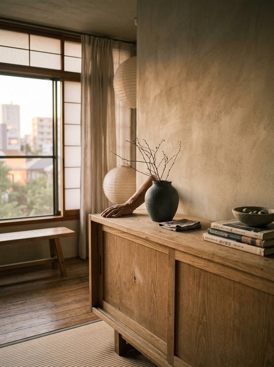 Natural Wood Elements Meet A Subtle Japandi Color Palette