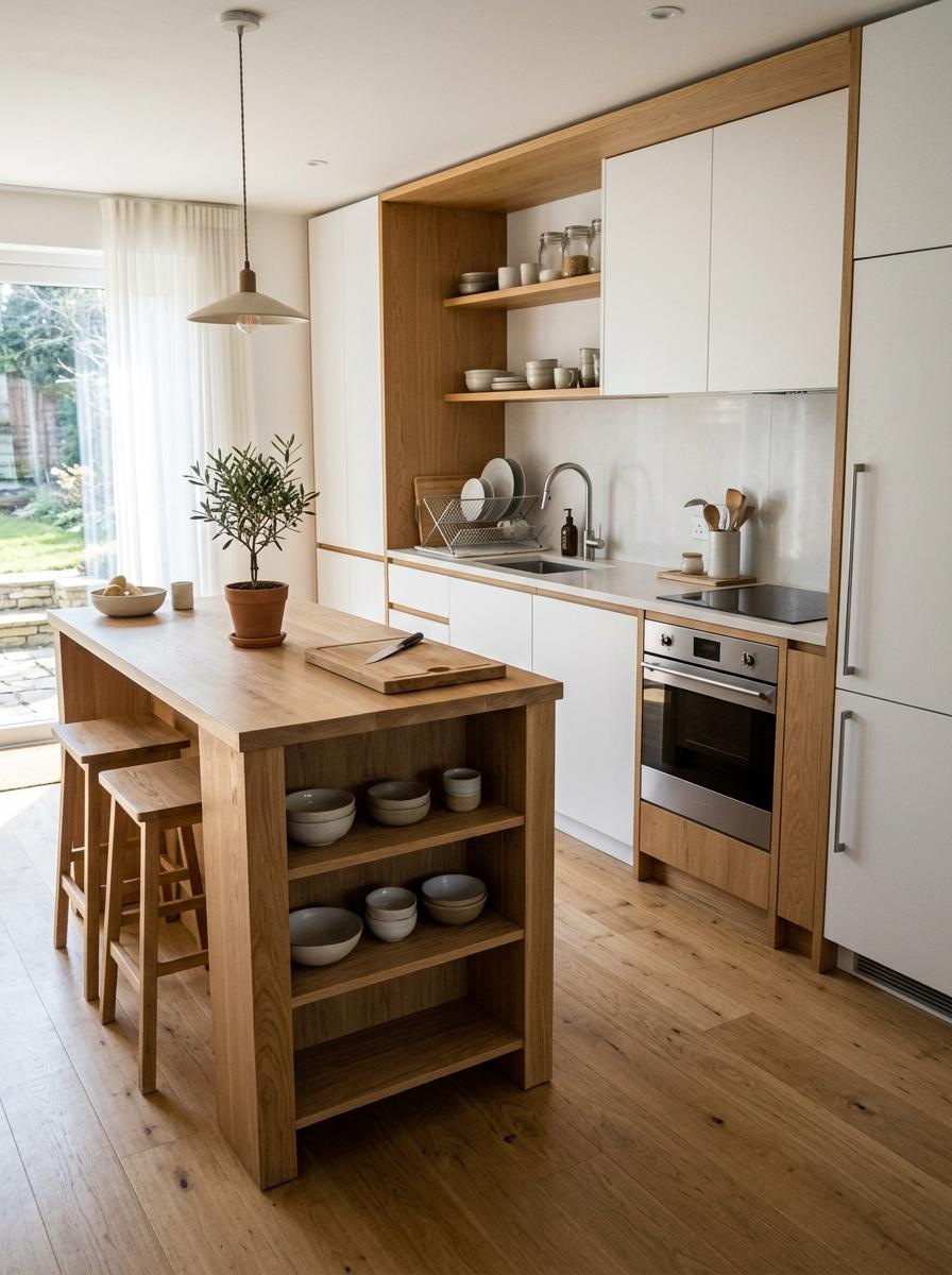 Natural Wood Meets The Minimalist White Japandi Kitchen