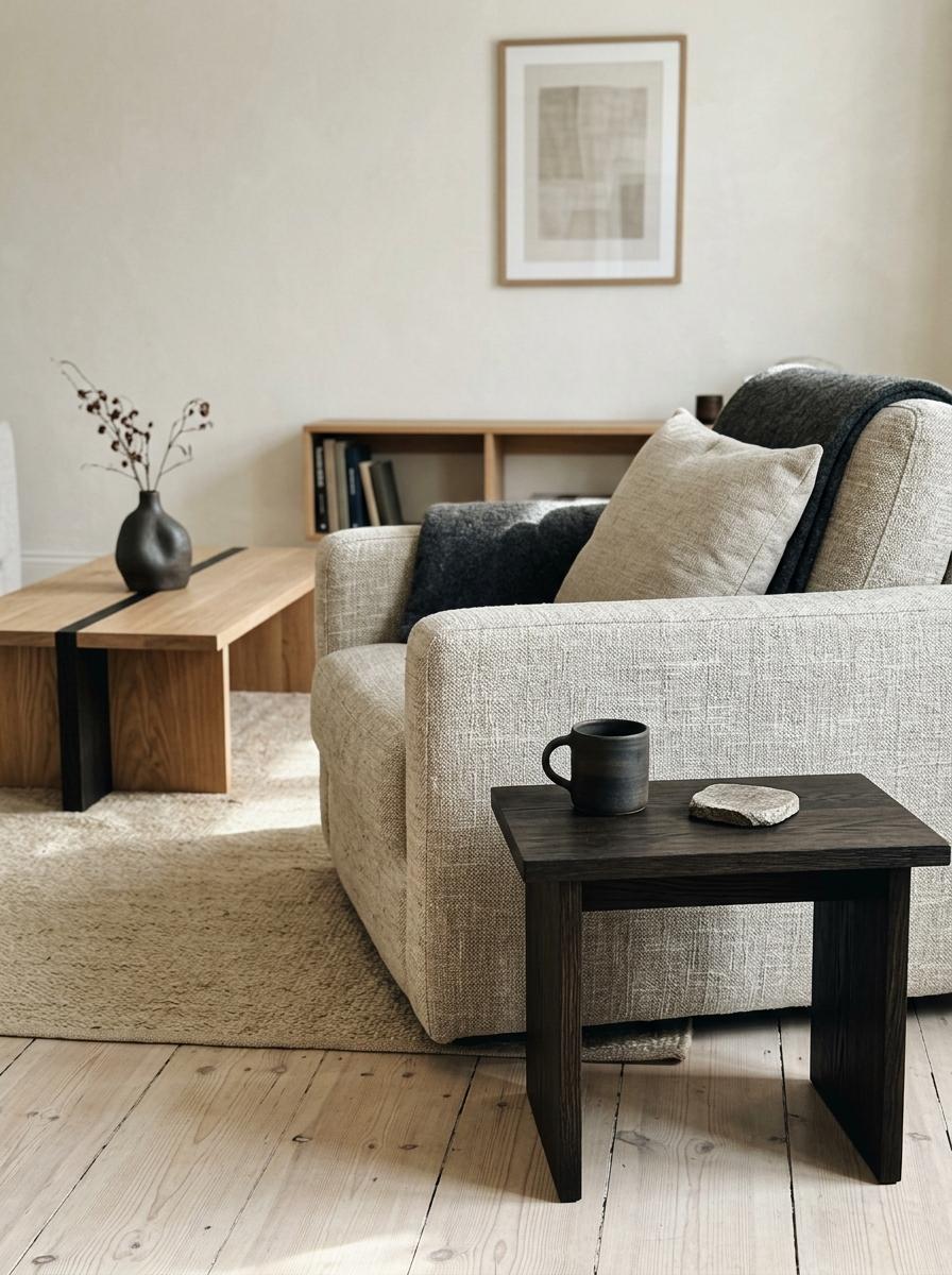 Oatmeal And Charcoal Accents For A Japandi Color Palette