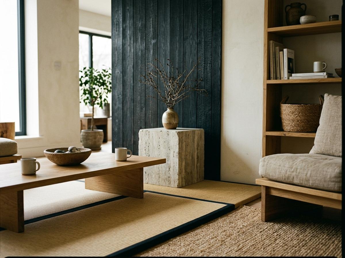 Organic Materials Define The Soul Of Japandi Living Room Texture