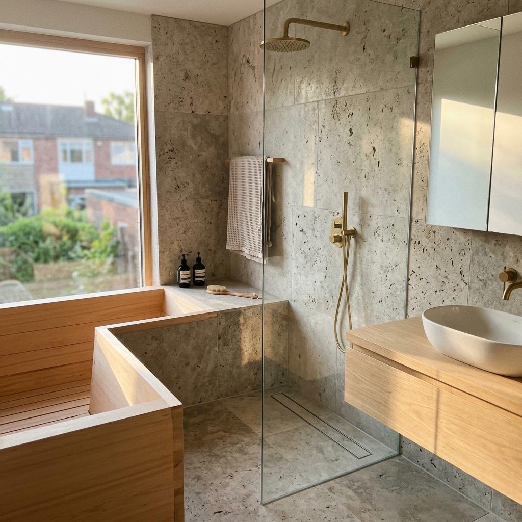 Organic Materials Define This Zen Japandi Bathroom
