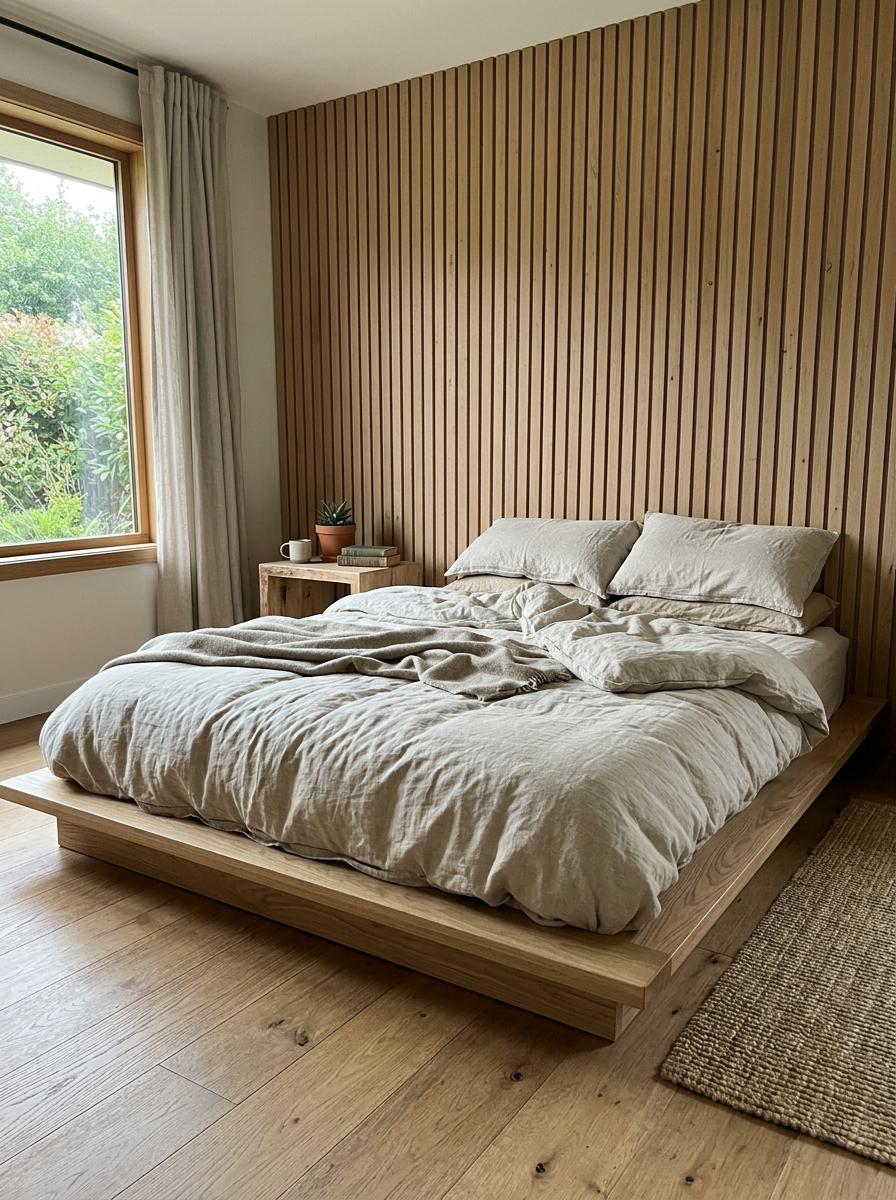 Organic Materials In A Modern Japandi Bedroom Sanctuary