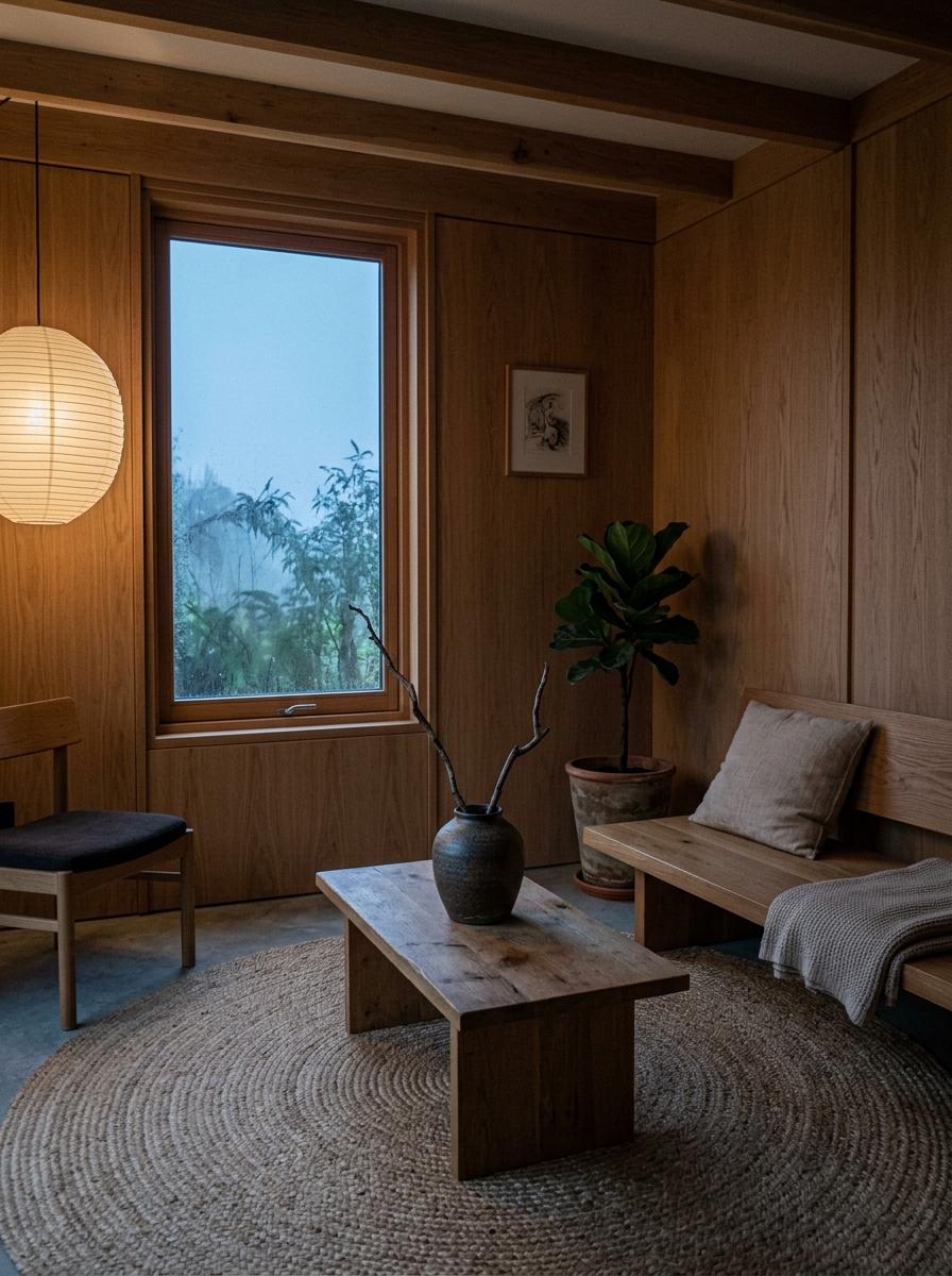 Organic Materials Shape This Small Japandi Living Area