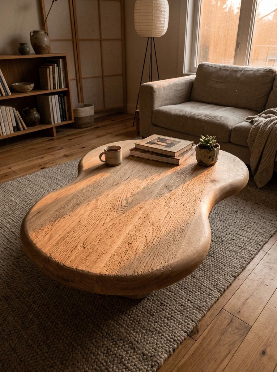 Organic Shapes Found In This Unique Japandi Coffee Table
