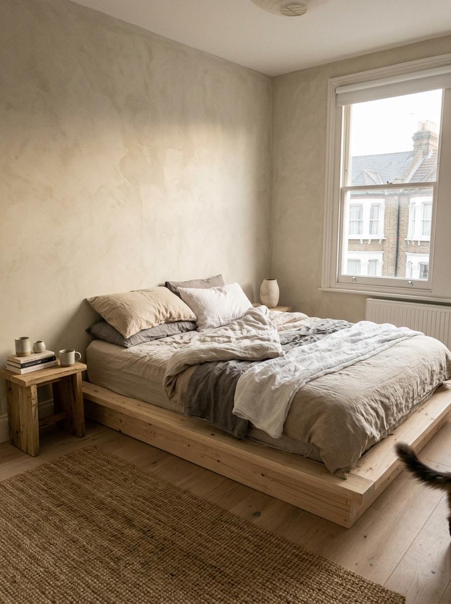 Organic Textures Define This Sophisticated Modern Japandi Bedroom
