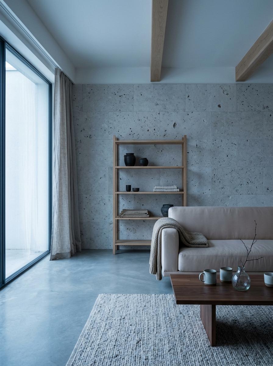 Organic Textures For A Sleek Japandi Living Room Finish