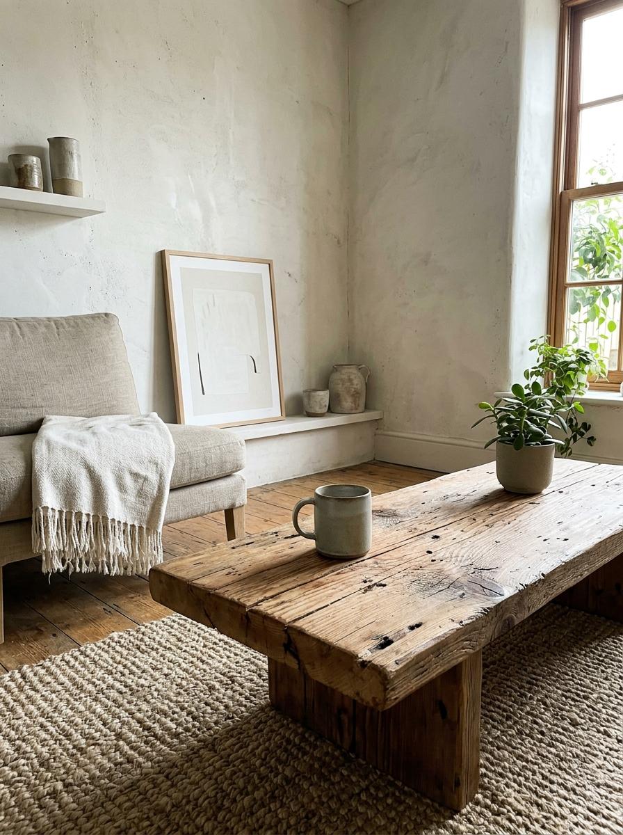 Organic Textures Found In A Natural Japandi Living Room