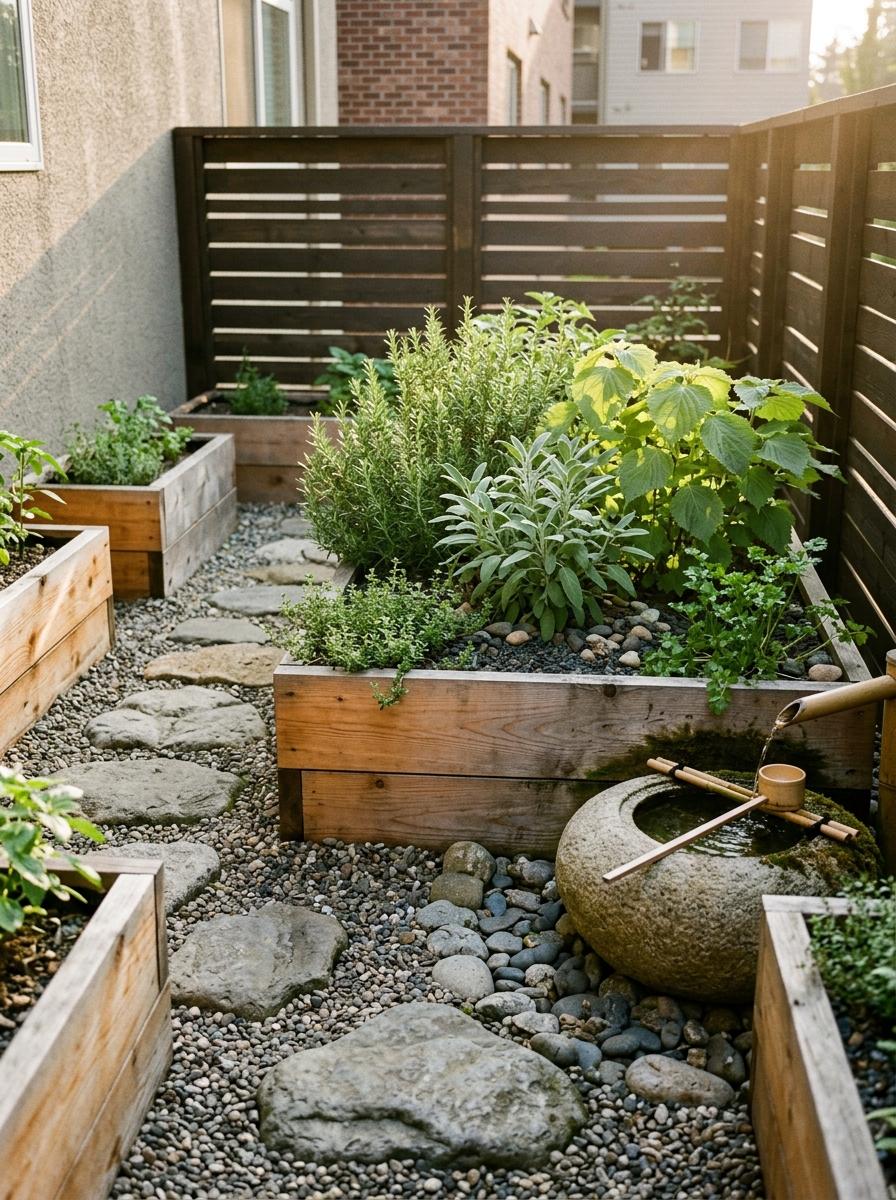 Organic Textures Meet Greenery In This Japandi Herb Garden
