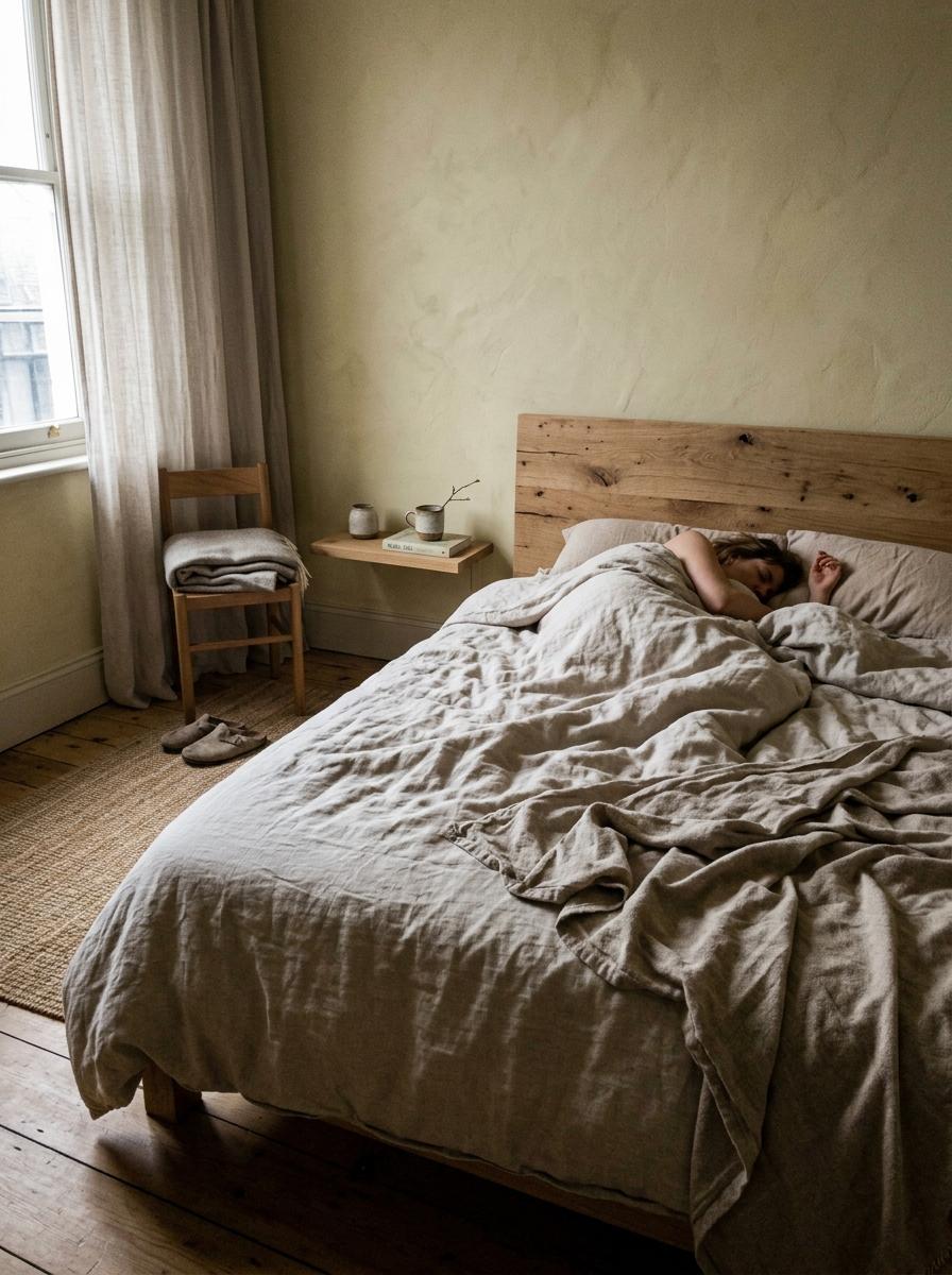 Organic Textures Meet Minimalist Japandi Bedroom Decor