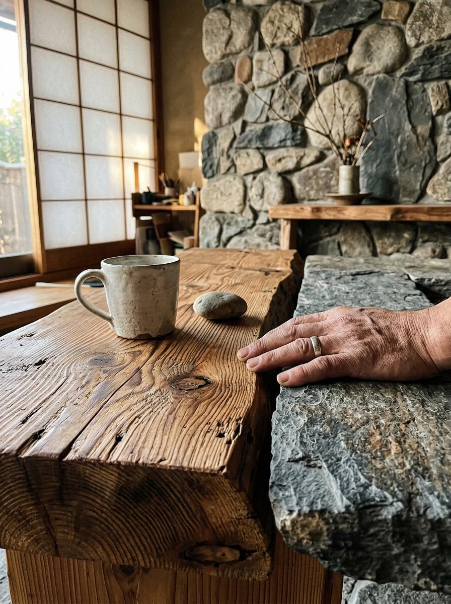 Organic Wood And Stone Japandi Texture Combinations