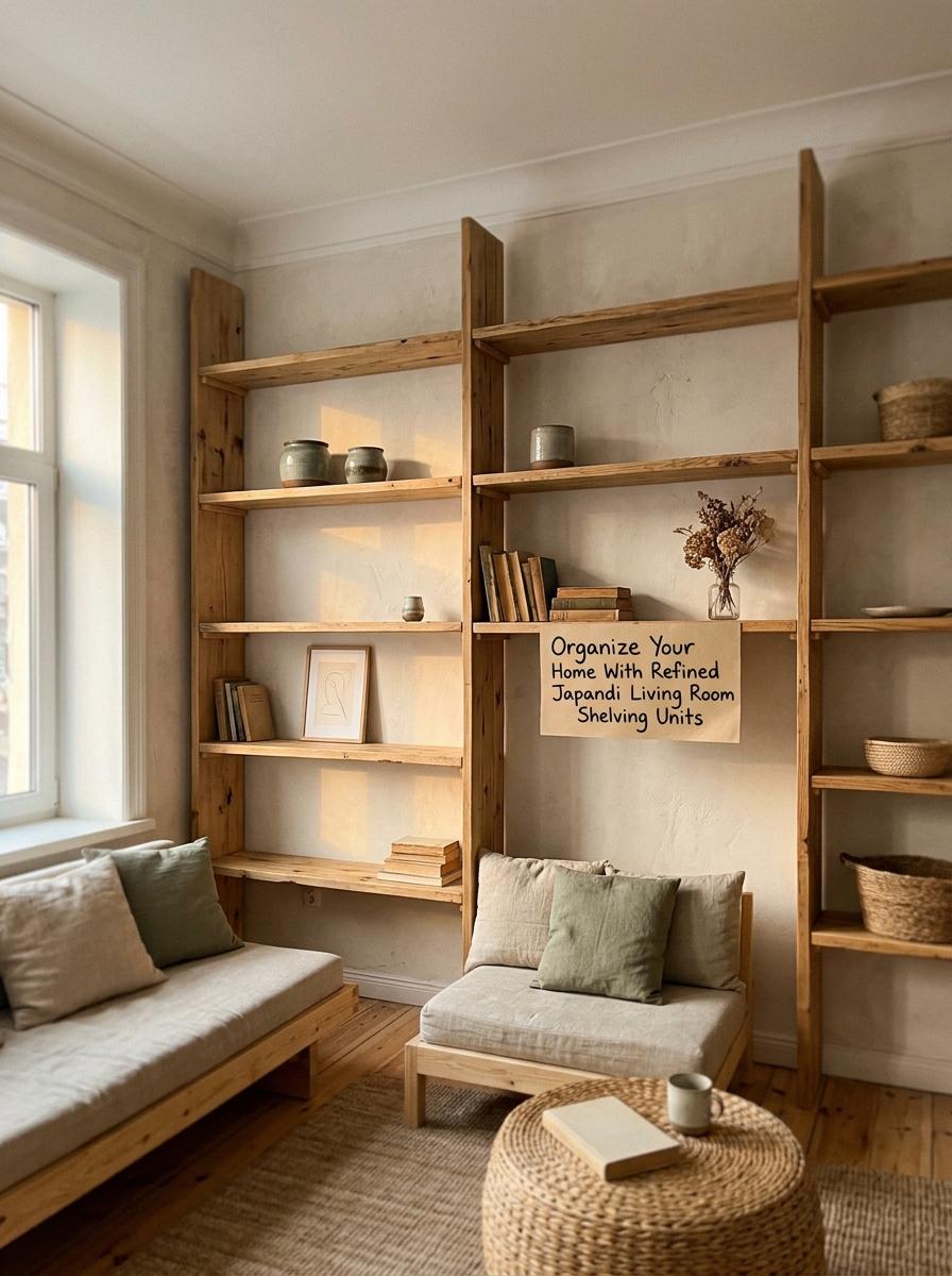 Organize Your Home With Refined Japandi Living Room Shelving Units