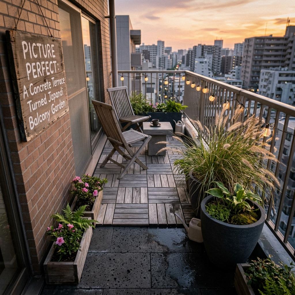 Picture Perfect: A Concrete Terrace Turned Japandi Balcony Garden