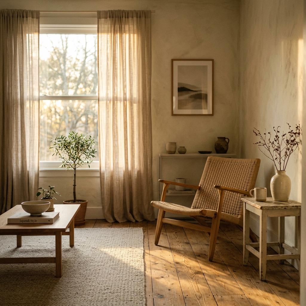Picture Perfect: A Light Filled Neutral Japandi Living Room