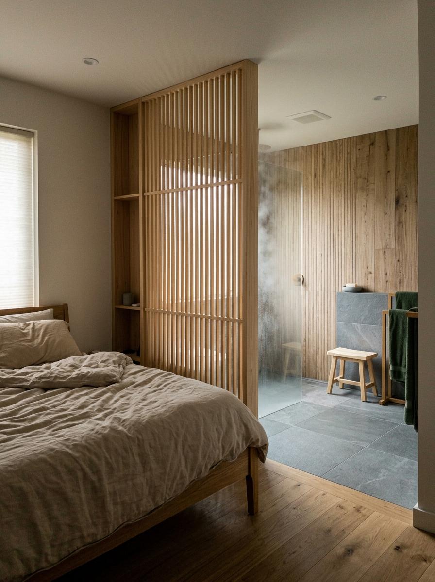 Picture Perfect: A Master Suite With Japandi Bathroom Wood Accents