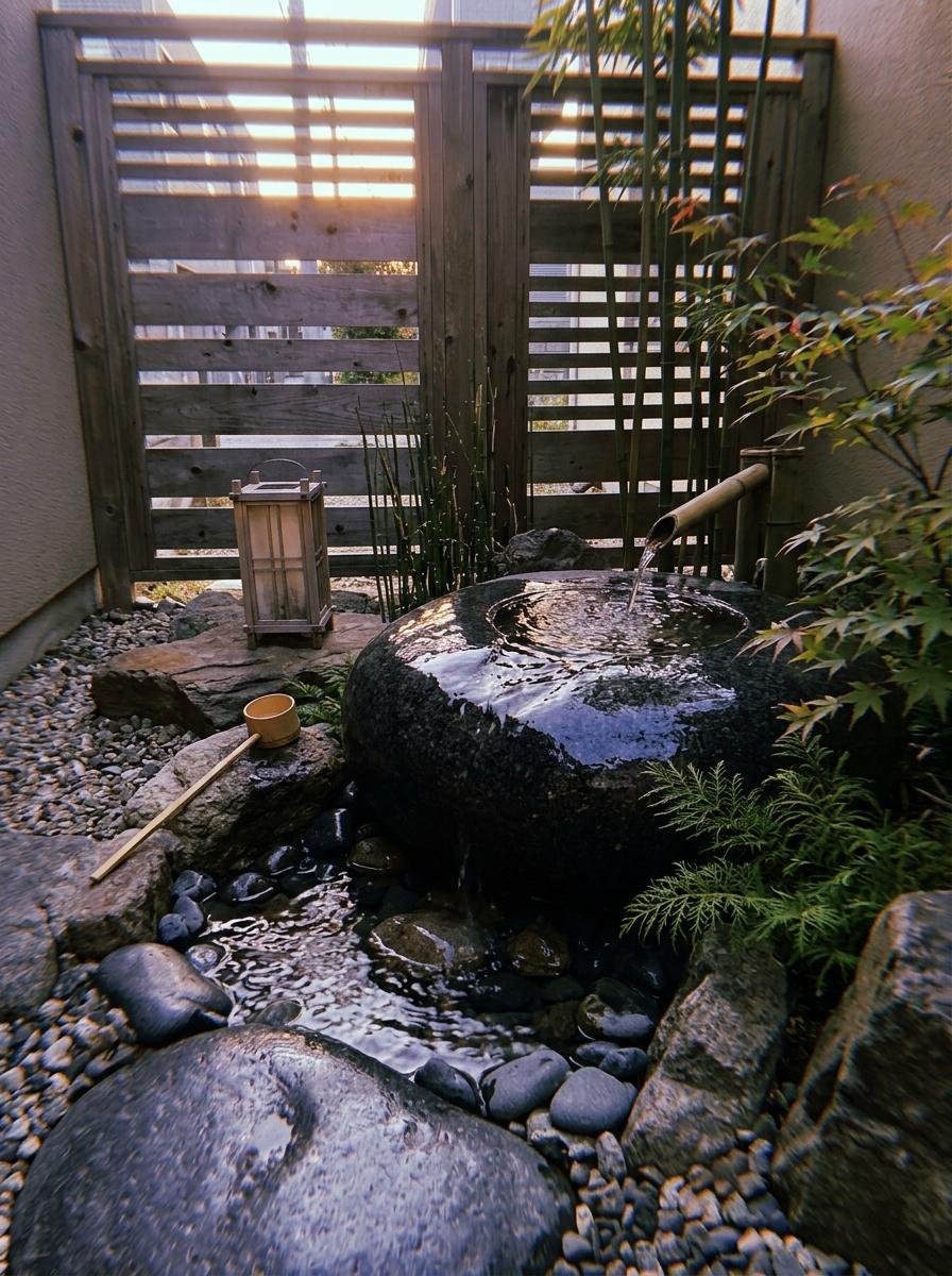 Polished Stone Meets Flowing Water In Japandi Water Feature Design