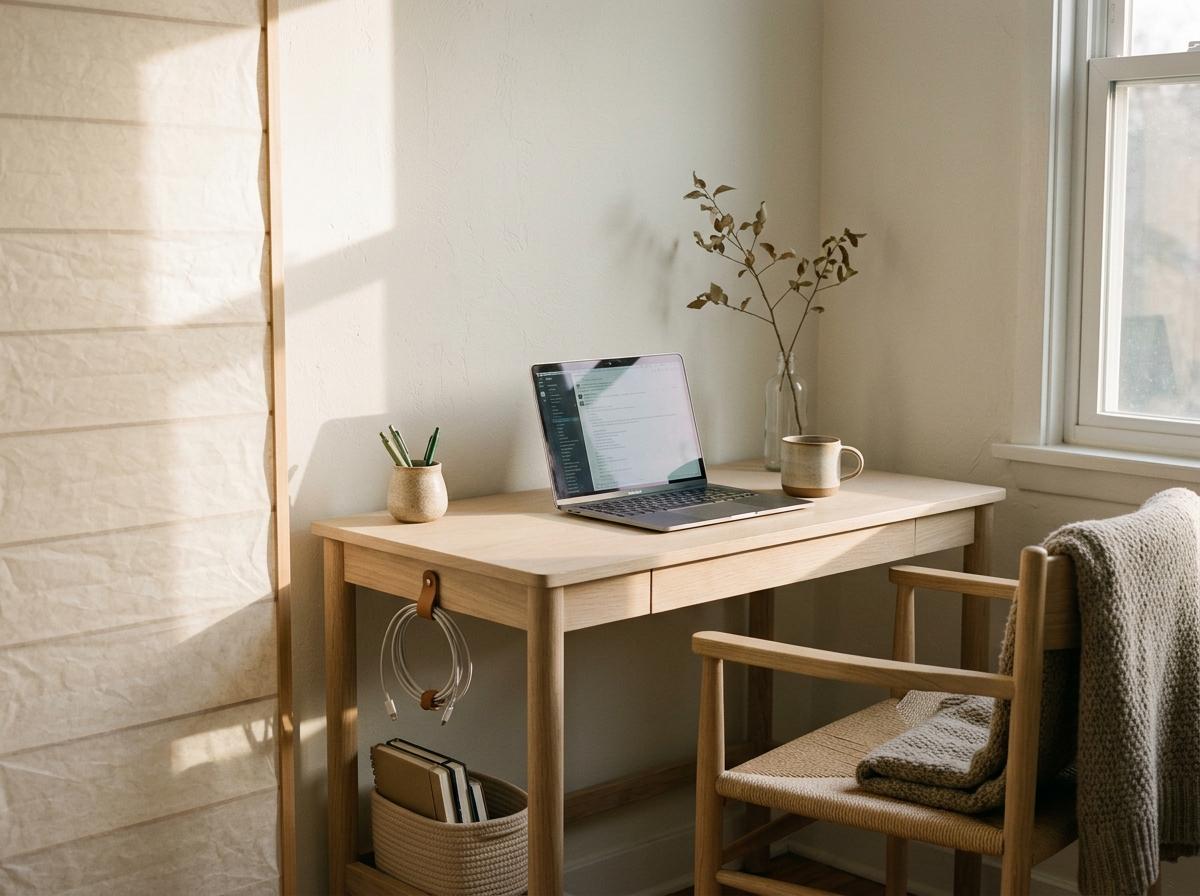 Practical Solutions For A Compact Modern Japandi Office