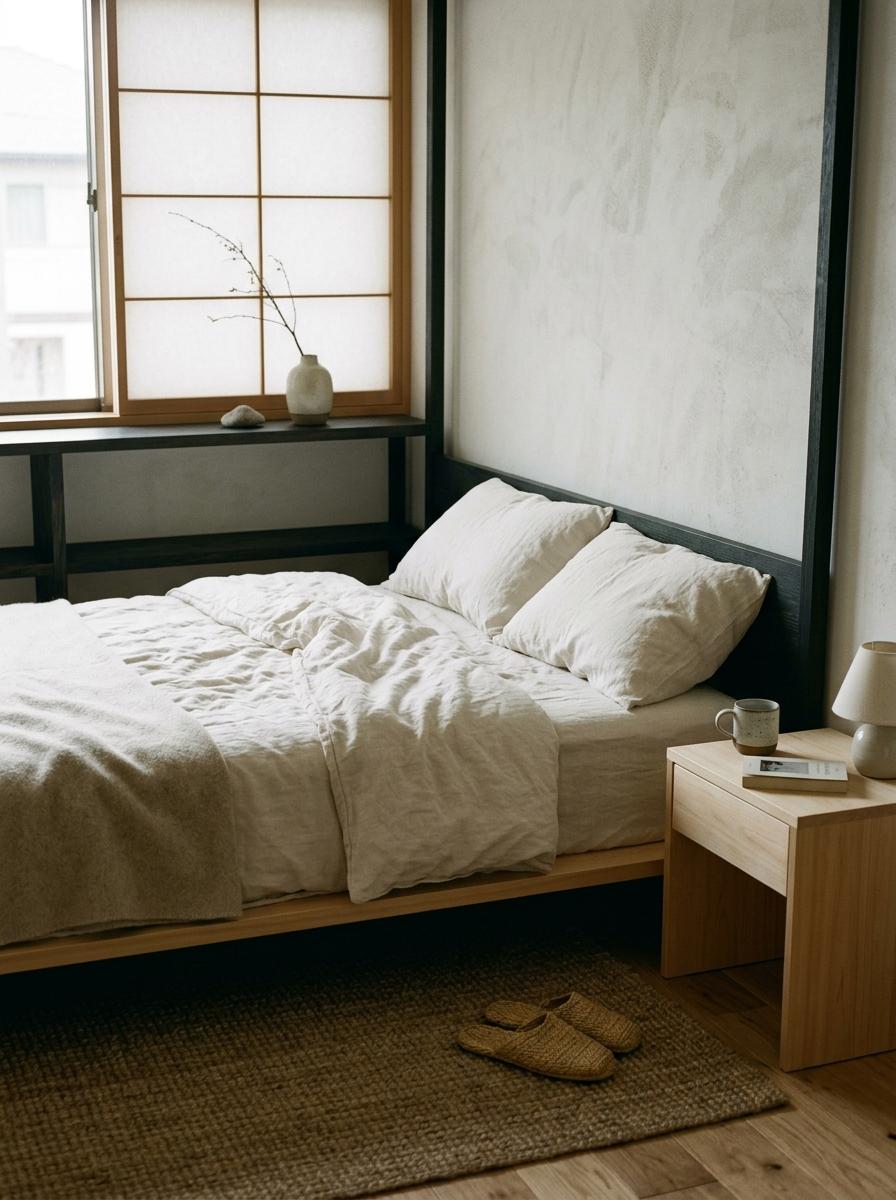 Quiet Color Palettes For A Japandi Small Bedroom