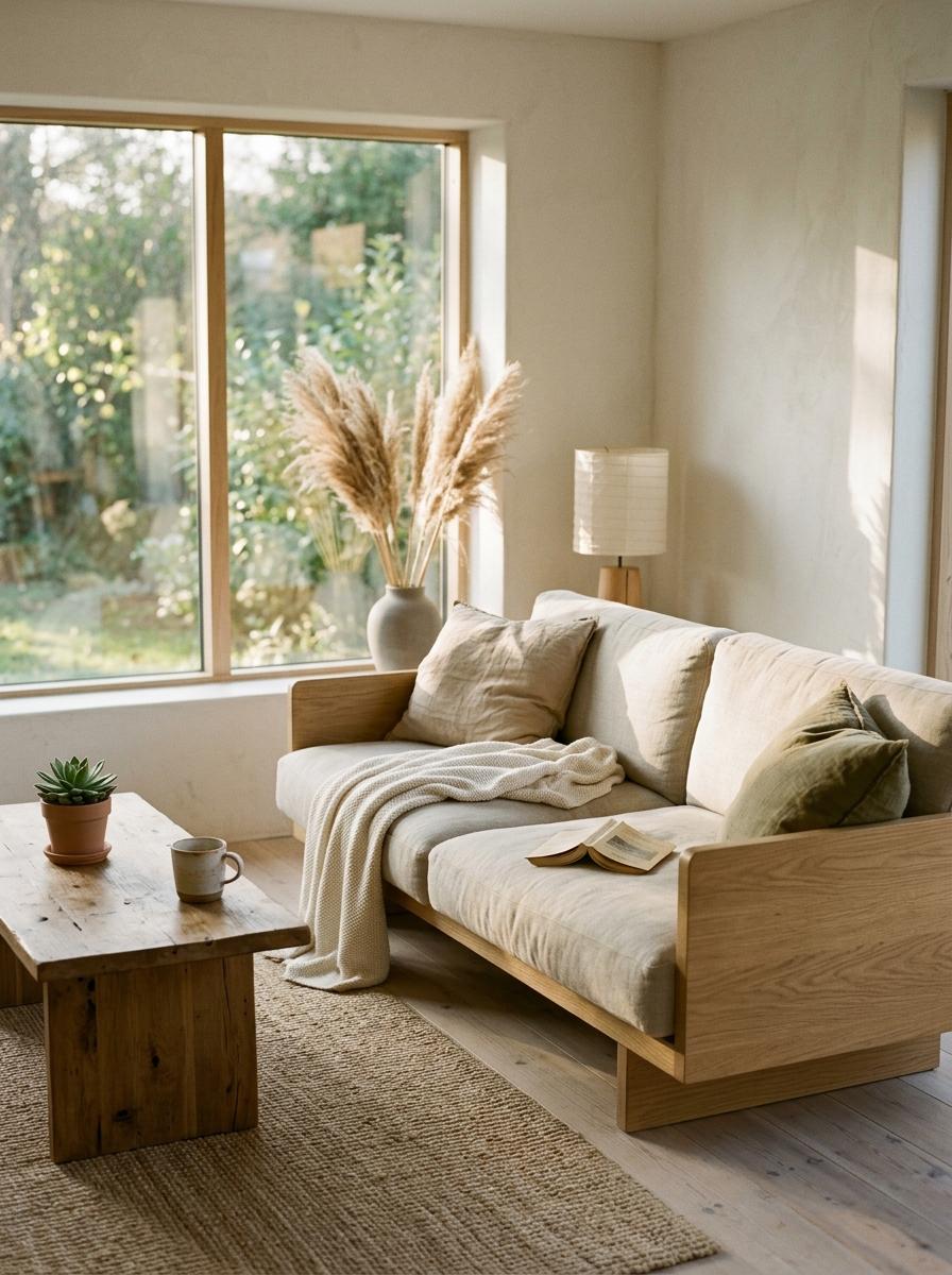 Quiet Comfort In A Zen Japandi Living Room Decor