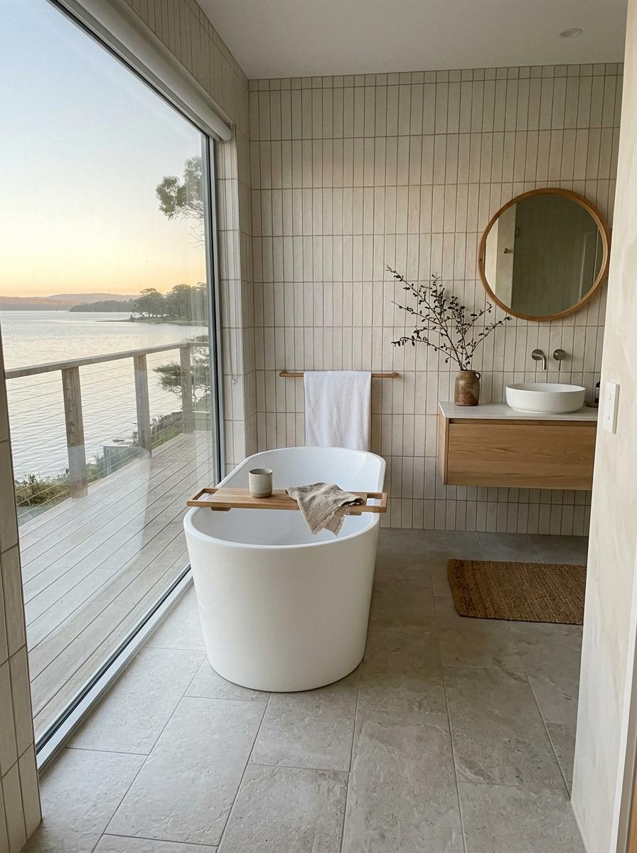 Quiet Luxury: A Waterfront Residence Using Japandi Bathroom Tiles