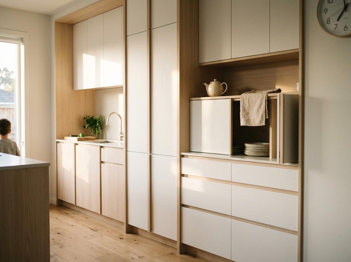 Refine Your Culinary Space With Integrated Japandi Storage Units