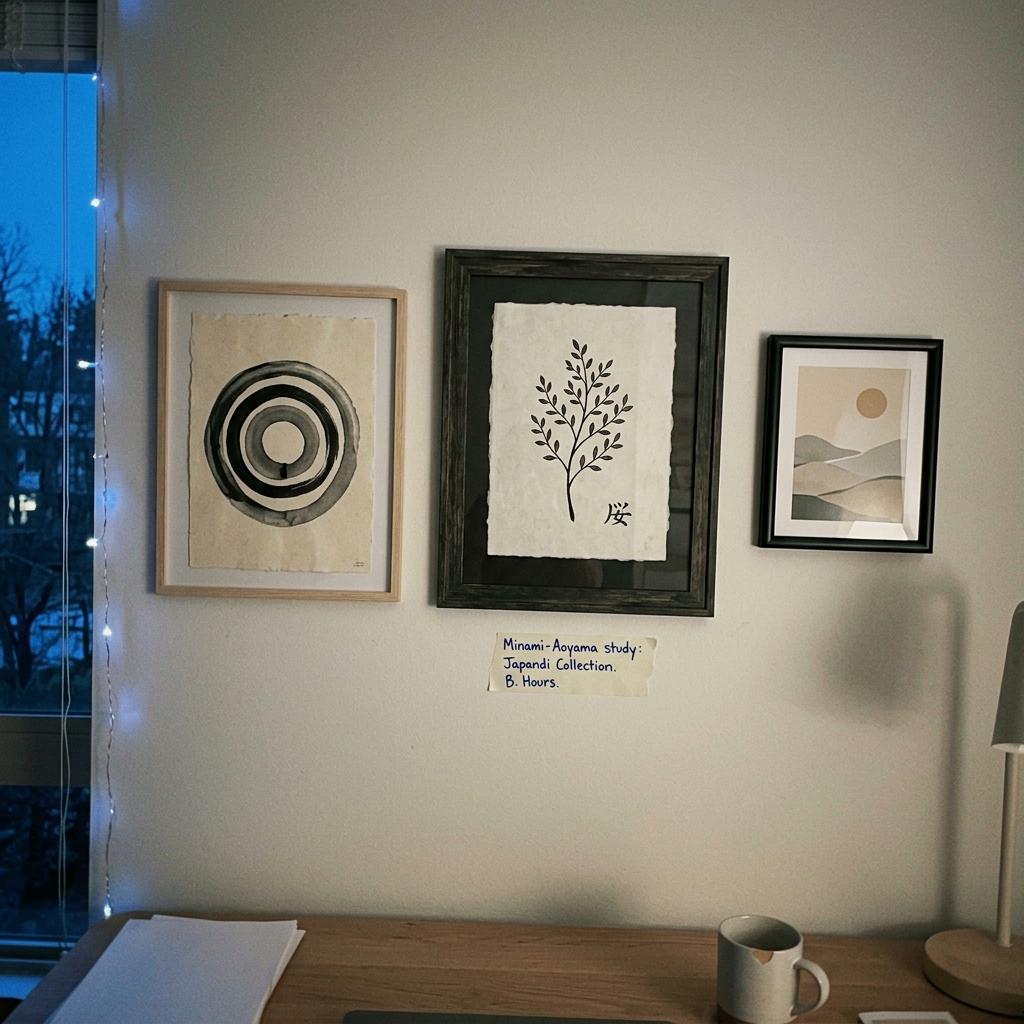 Refined Aesthetics Defined By Curated Japandi Office Wall Art
