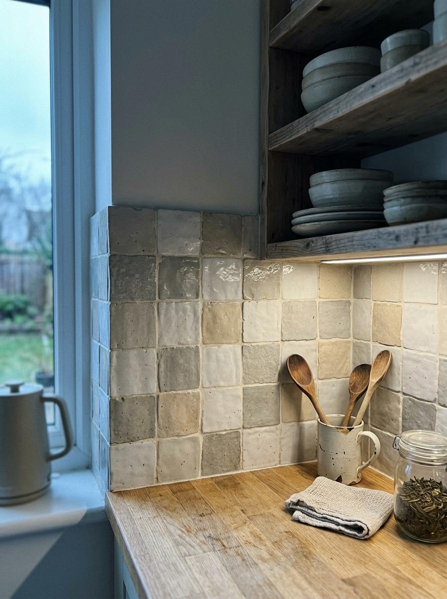 Refined Aesthetics Within Textured Japandi Kitchen Backsplash Designs