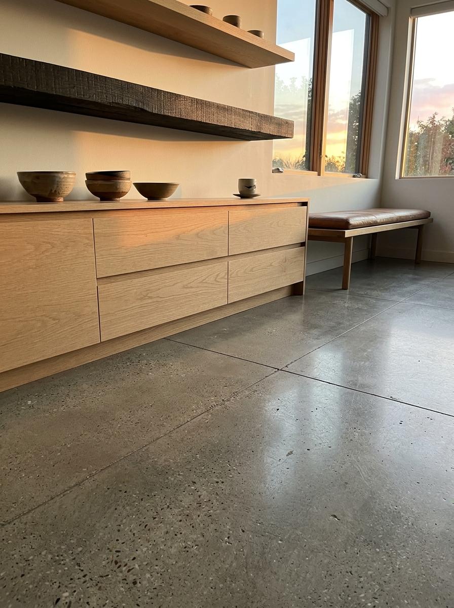 Refined Concrete And Warm Wood Japandi Texture Combinations