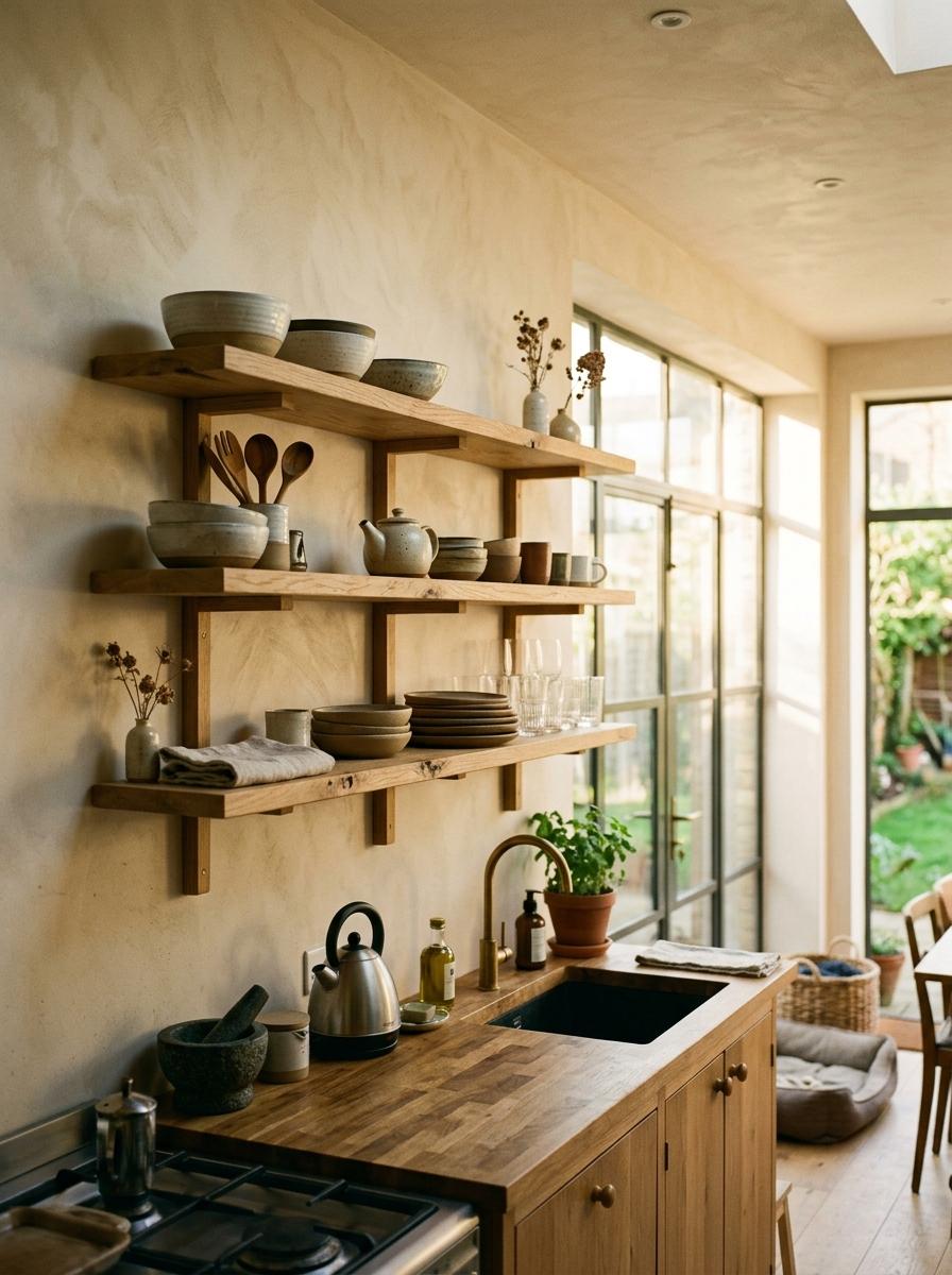 Refined Cooking Spaces With Japandi Kitchen Open Shelving