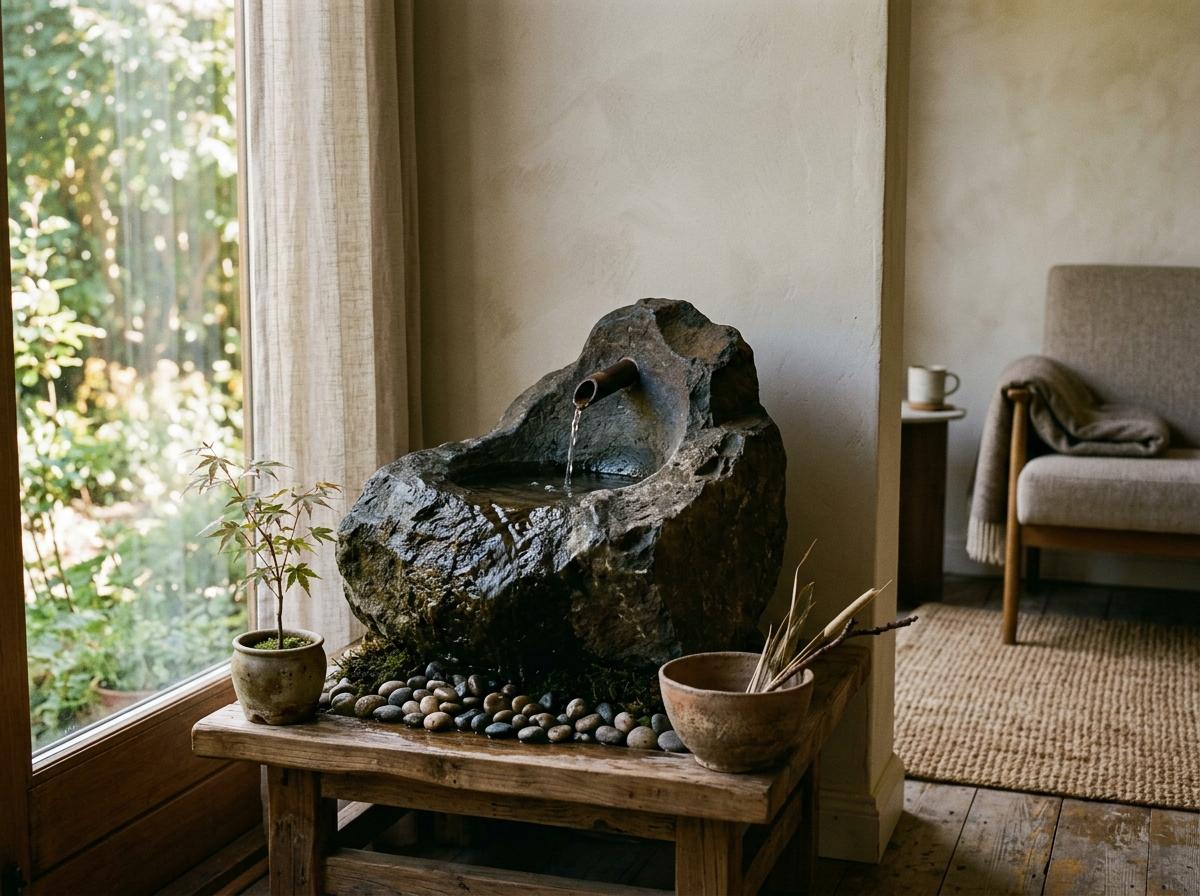 Refined Elegance: The Perfect Stone Japandi Water Feature For Homes