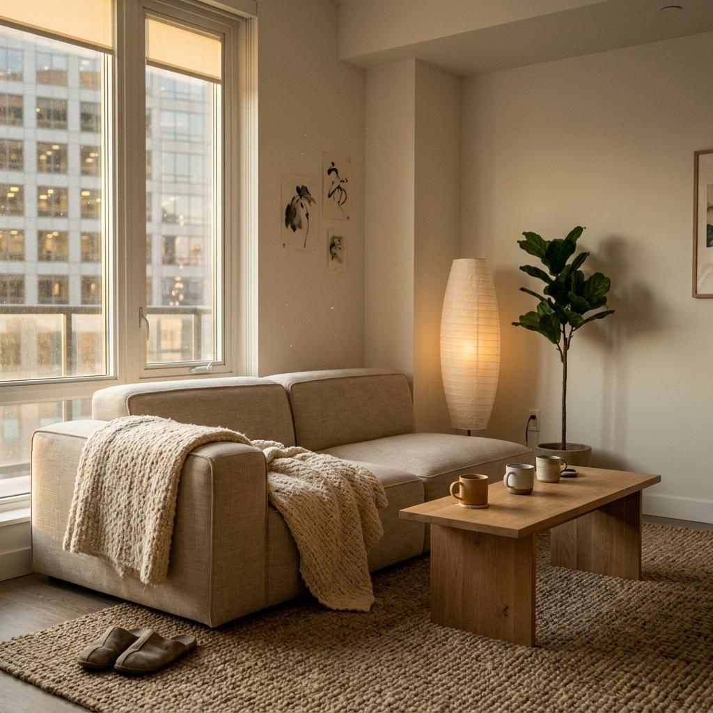 Refined Japandi Living Room Design For Urban Apartment Living