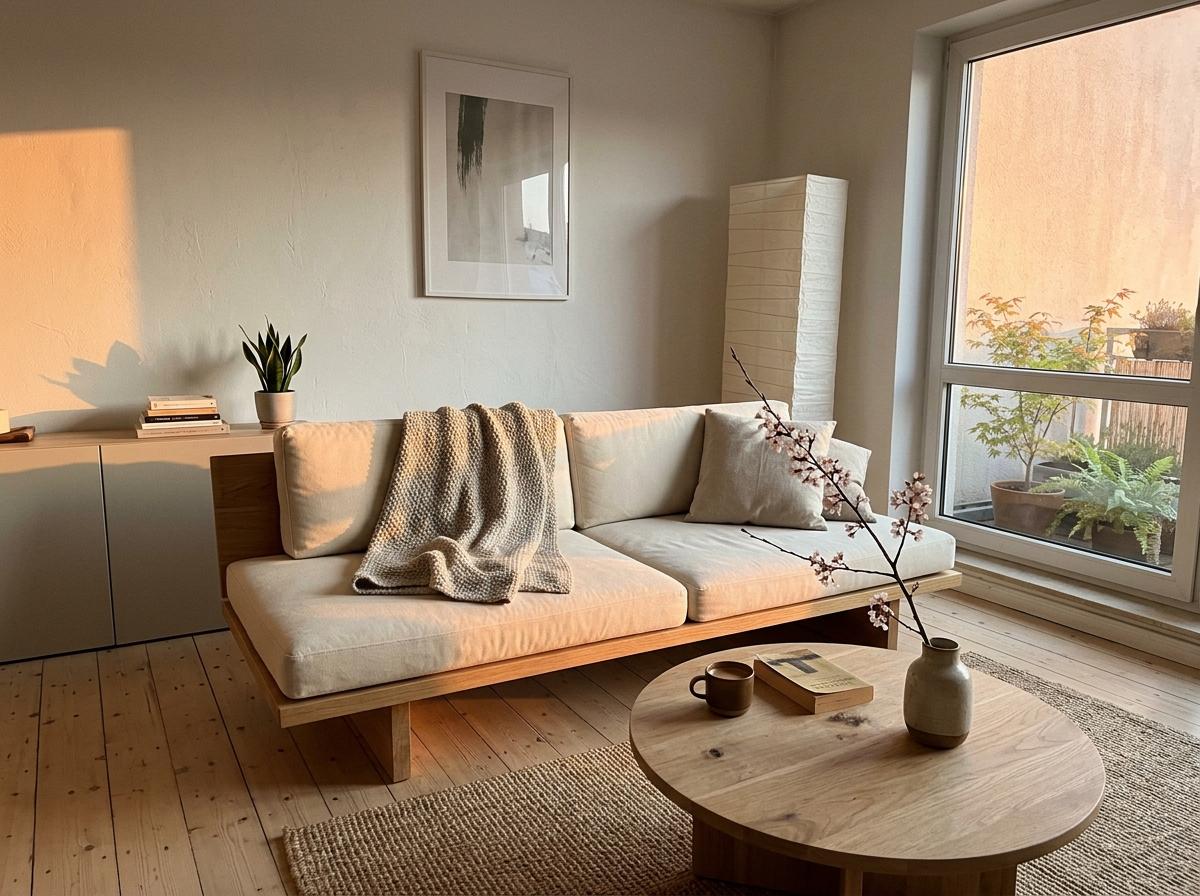 Refined Minimalist Elegance Found In A Simple Japandi Living Room