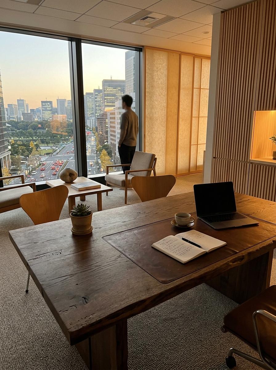 Refined Professionalism: A Corporate Suite Reimagined With Japandi Style