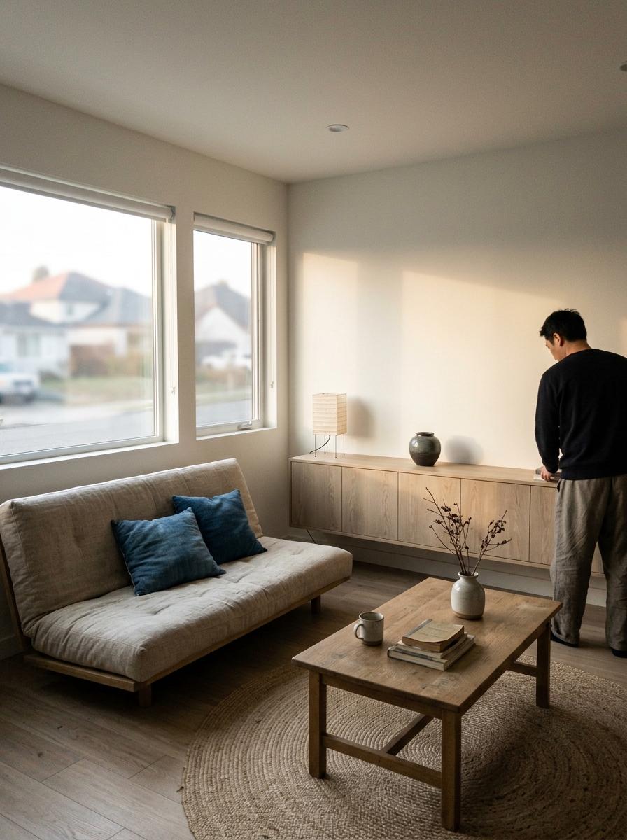 Refined Simplicity Within A Modern Japandi Living Space