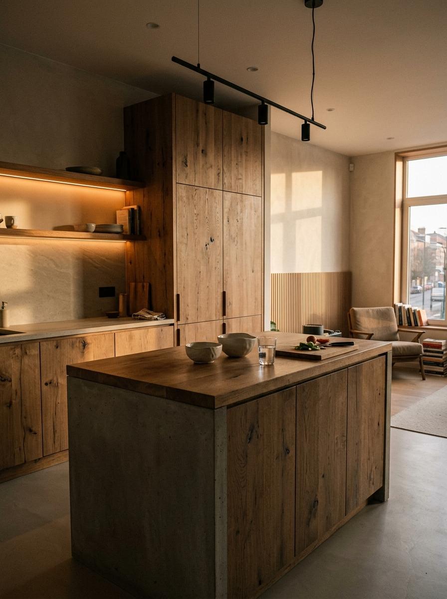 Refined Wood Finishes Within A Neutral Japandi Kitchen