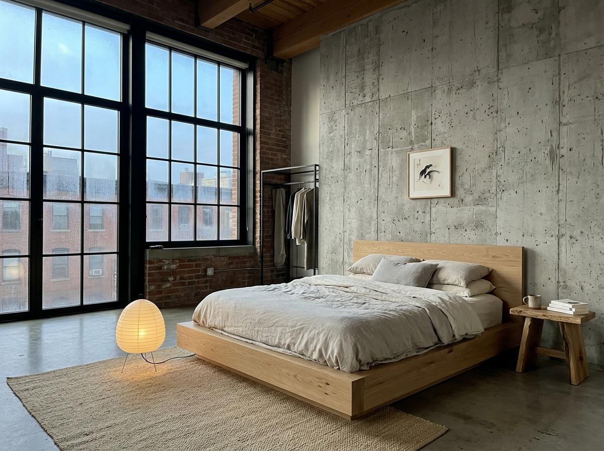 Refining An Industrial Bedroom With Japandi Elements