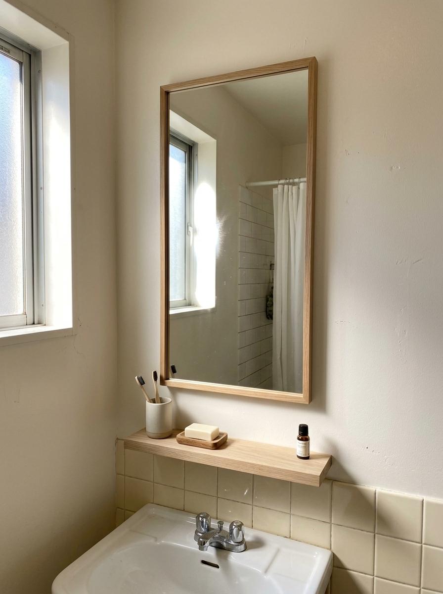 Refining Small Spaces With A Slim Japandi Bathroom Mirror
