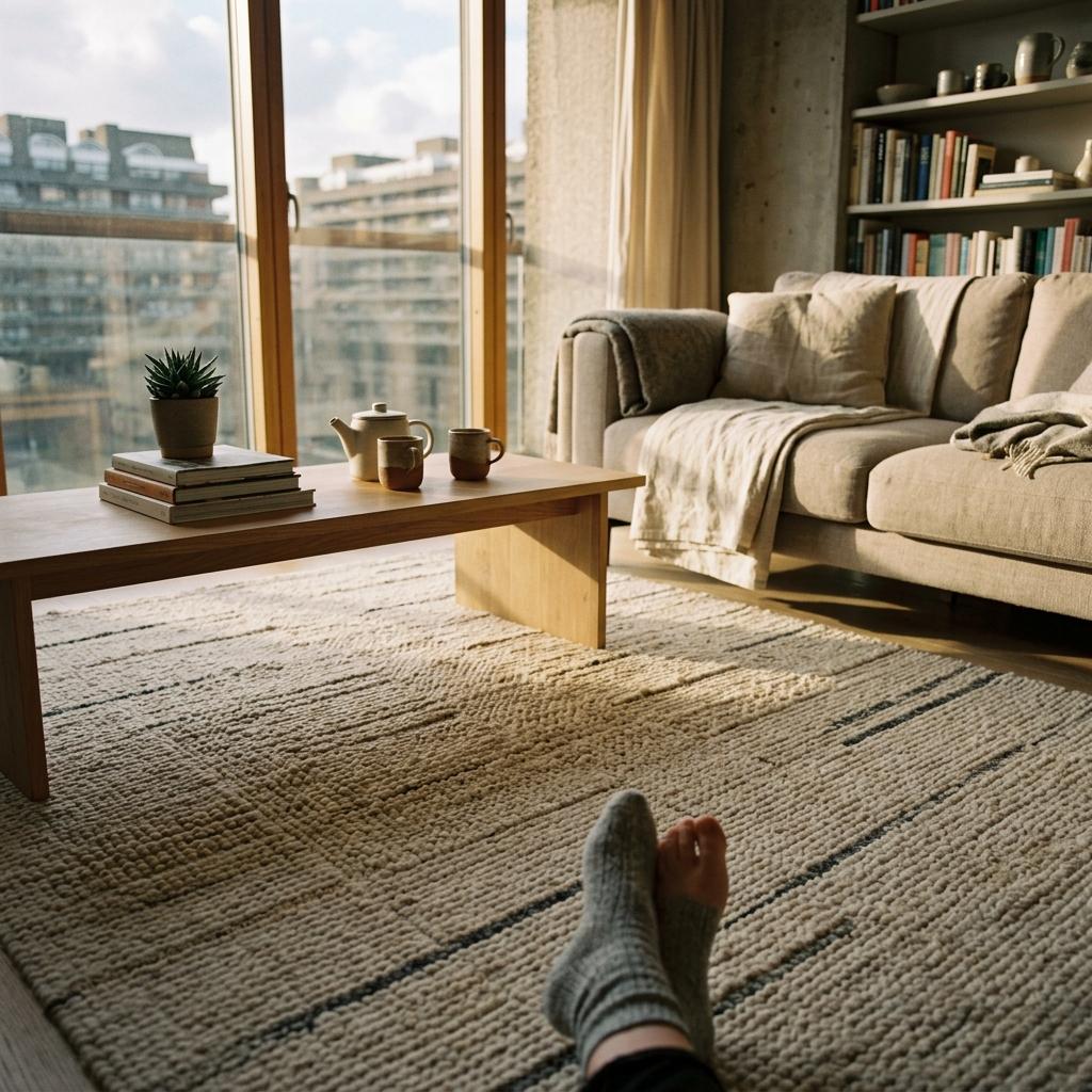 Refresh Your Decor With A Textured Japandi Living Room Rug
