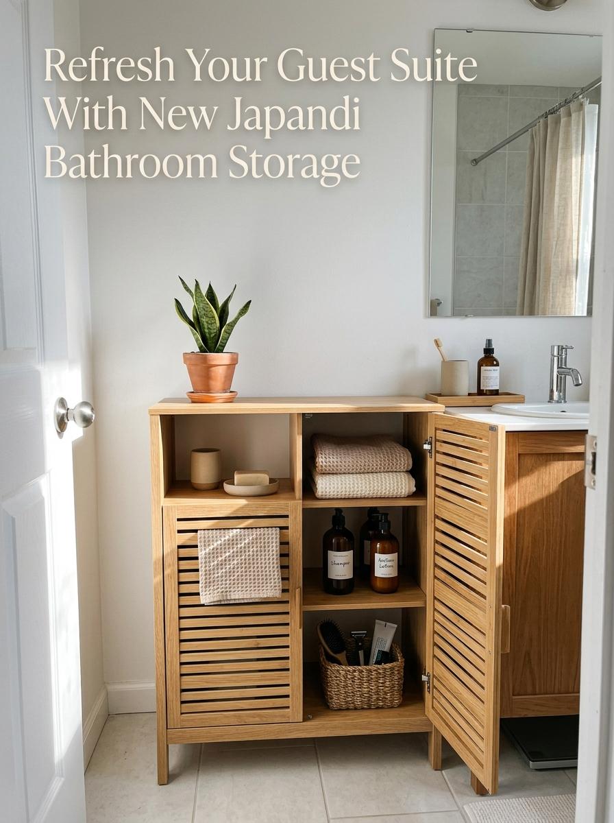 Refresh Your Guest Suite With New Japandi Bathroom Storage