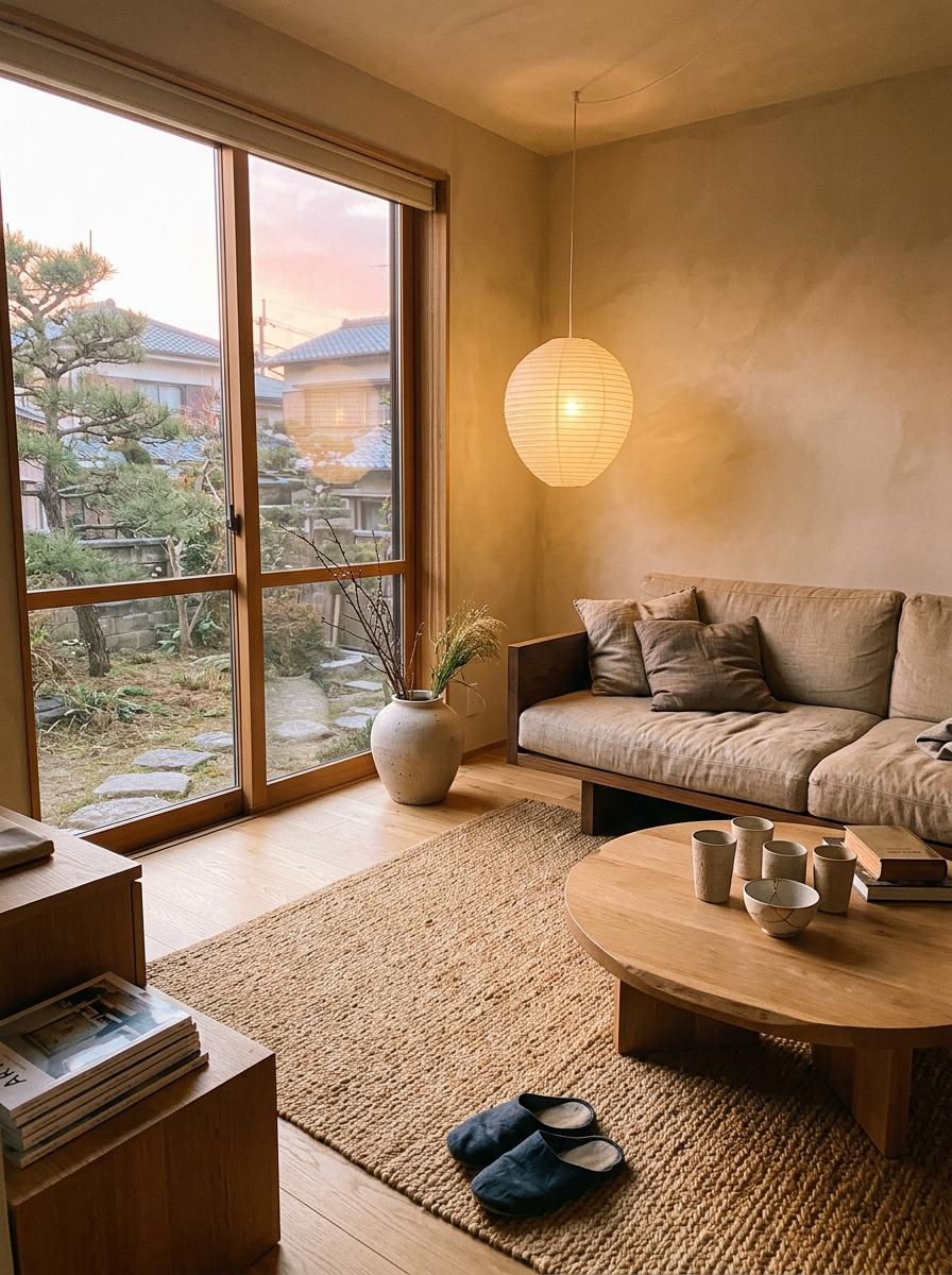 Relax Within This Earthy And Warm Japandi Living Room