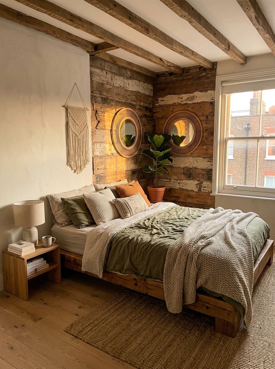 Rustic Textures Define This Modern Boho Japandi Bedroom