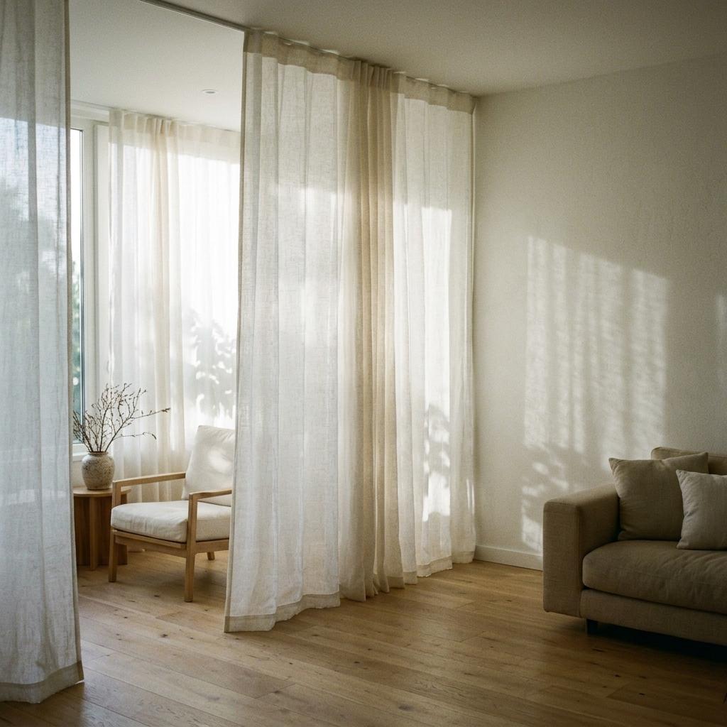 Sheer Elegance Defined By Japandi Living Room Curtains